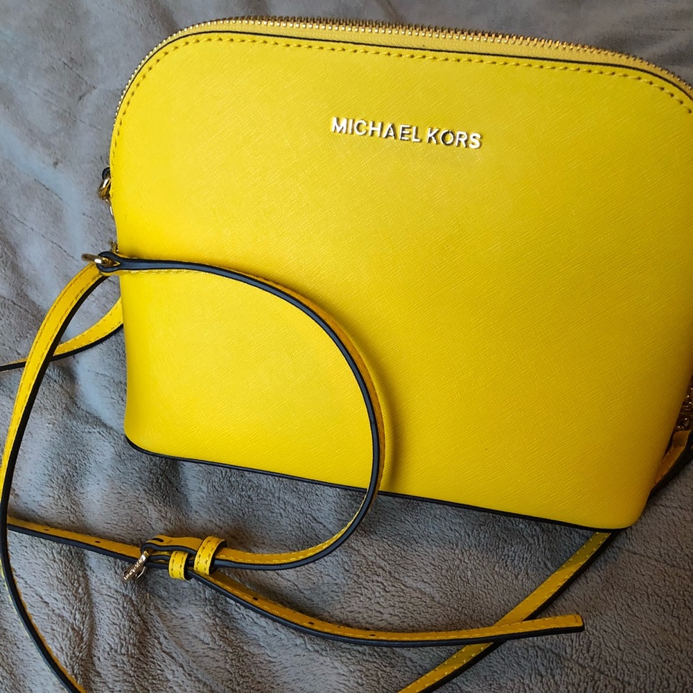Yellow Michael Kors Dome Sunflower Crossbody Bag